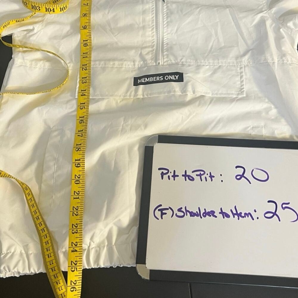 Members Only White Black Windbreaker Jacket XS Quarter Zip Hooded Pullover - Picture 14 of 14